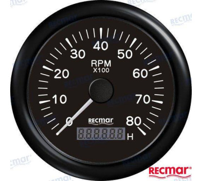 TACHOMETER 1.0/10.0 - 0/8000 RPM BLACK
