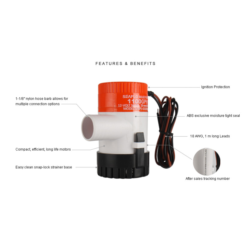 Neautomātiskais tilpnes sūknis  SEAFLO 1100gph 12v 12,65 €