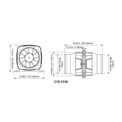 Līnijas  ventilators SEAFLO 12V 4"/105mm 465m3/h 6A 22,70 €