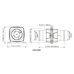 gaisa līnijas ventilators SEAFLO  12v 3"/76mm 220m3/h 2,5A 17,69 €
