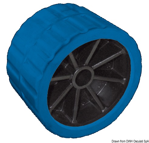 Side roller, blue 75 mm Ø hole 15 mm