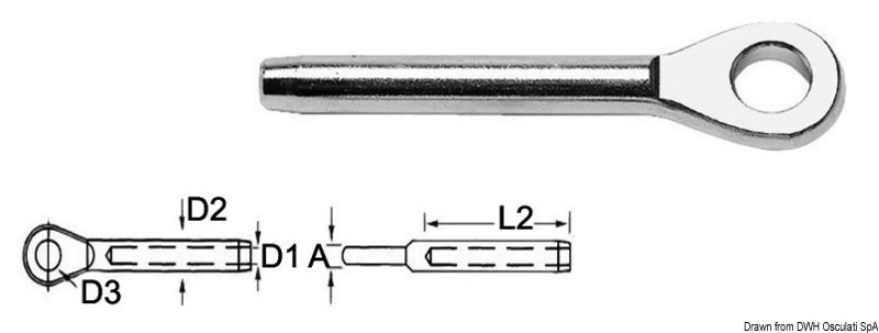 Eyelet terminal AISI 316 Ø 3 mm