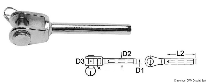 Fork terminal AISI 316 Ø 2.5 mm