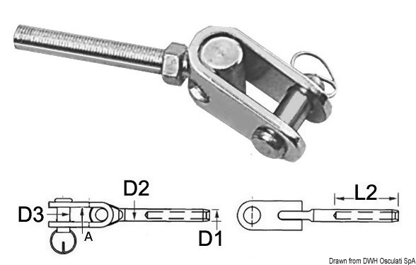 Terminal AISI 316 swivel fork Ø 6 mm