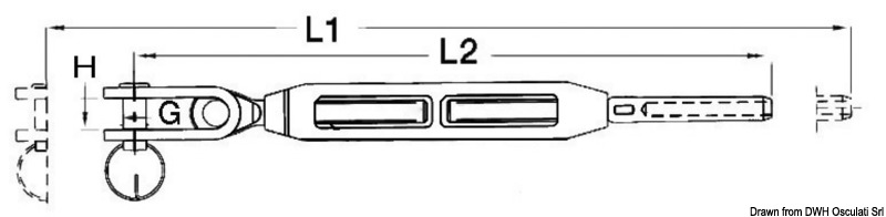 Turnbuckle jointed fork 1/4" for cable 3 mm