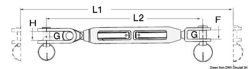 Turnbuckle fixed fork 5/16" cable 4 mm