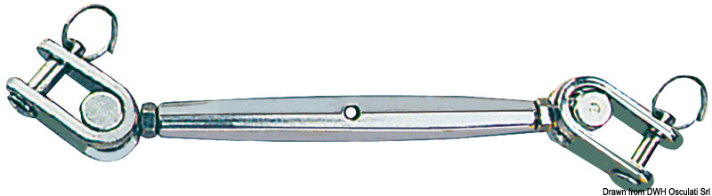 Turnbuckle w. 2 articulated jaws AISI 316 6 mm