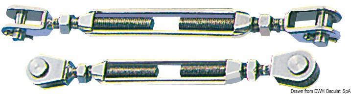 Turnbuckle w. two fixed jaws AISI 316 10 mm