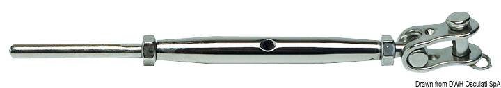 Turnbuckle w. articulated jaw AISI 316 12 mm