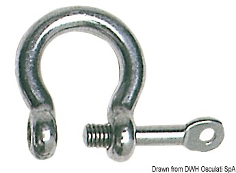Bow schackle with captive pin AISI 316 10 mm