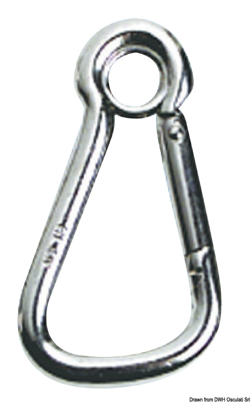 Carabiner hook AISI 316 w. eye large opening 14 mm