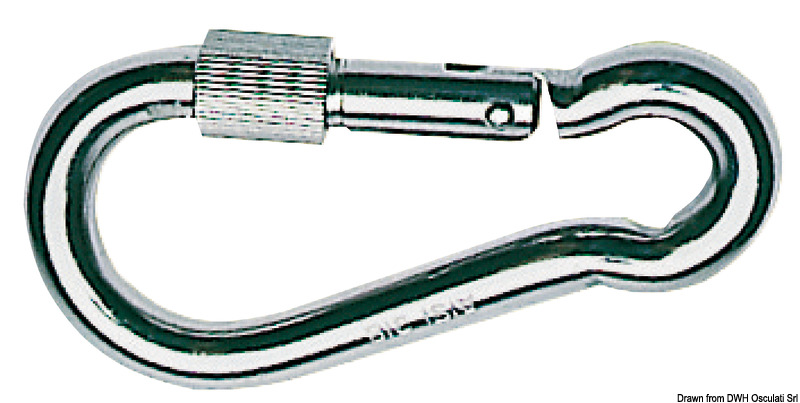 Carabiner hook AISI 316 w/ring 100 mm