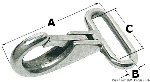 Snap-hook AISI 316 for webbing 48x25 mm