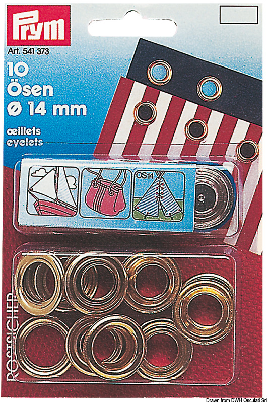 N. 10 brass eyelets 14 mm