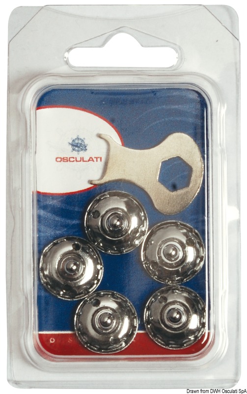 Loxx SS male snap fastener w/knurled ring N. 5