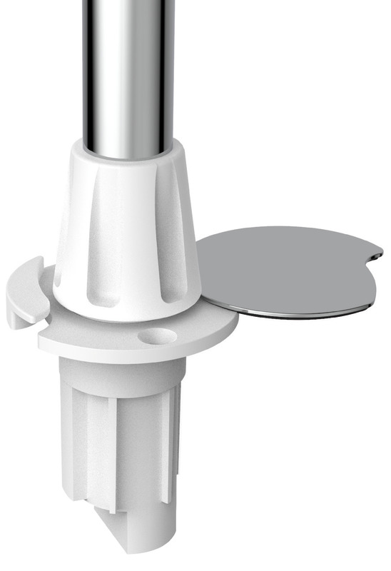 Classic 360° pull-out pole w//base white plastic 60cm