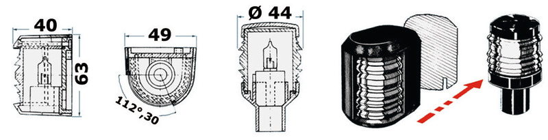 Utility 88 black/225° red-green navigation light