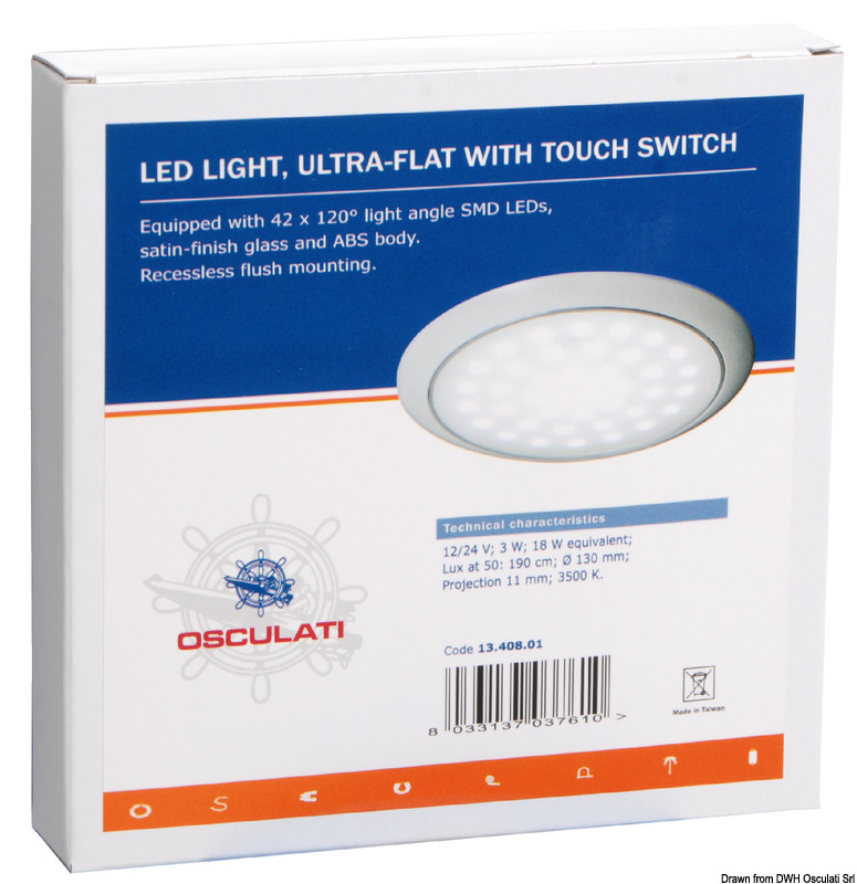 Ultra-flat LED light white ring nut 12/24 V 3 W