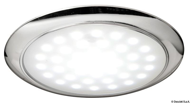 Ultra-flat LED light chromed ring nut 12/24 V 3 W
