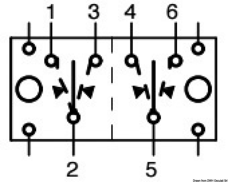 Contura ON-OFF-ON switch w/return spring 7 poles