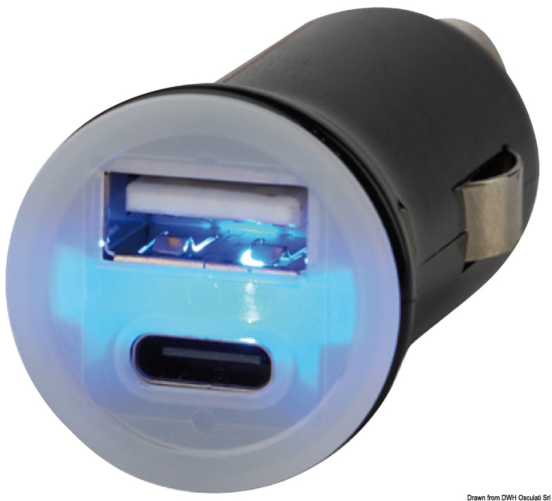 Double USB plug Type A+C 12/24V 2.4A