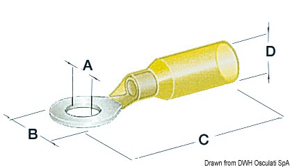 Pre-insulatd watertight eye 5.3 mm yellow