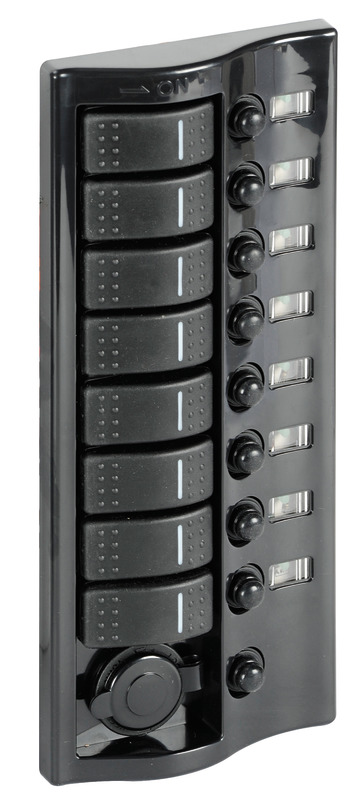 Control panel 9 flush rocker switches pol.graphite