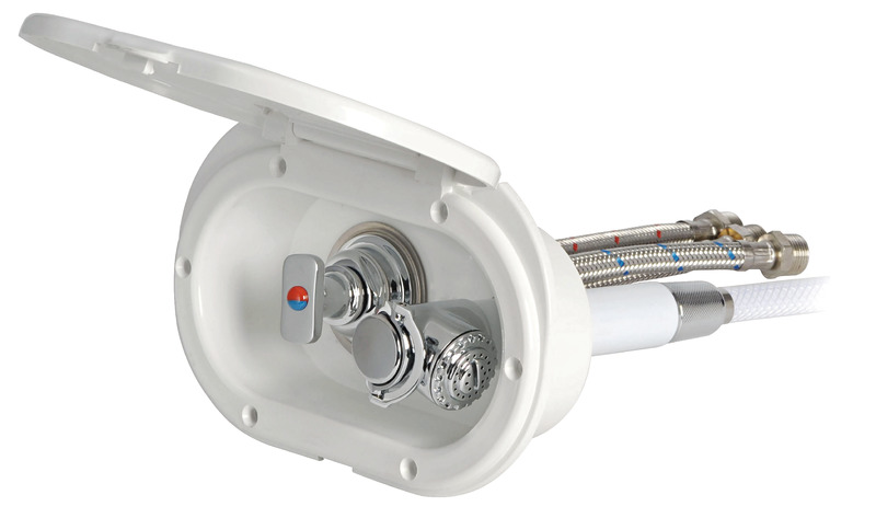 Oval shower box white PVC hose 4 m rear outlet Rear shower outlet
