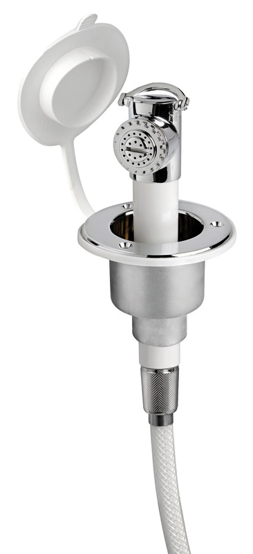 Push button shower chromed finish PVC hose 4 m Flat mounting