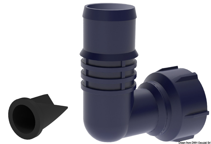 90° hose connector 1" - 1"1/8  w/non return valve