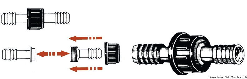 Nylon cylindrical hose fitting 30 mm