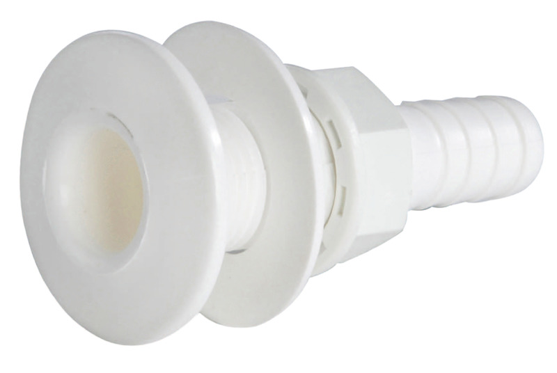 Seacock white plastic w/hose adaptor 2"
