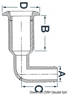 Nylon seacock 90° - 1" x 25 mm