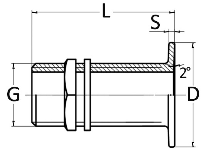 Flush threaded seacock yellow brass 1"1/4
