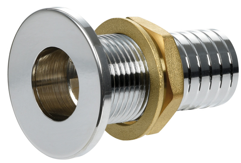 Thru hull flush mount chromed brass 1"1/2 x 45 mm