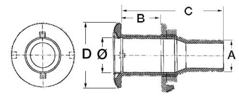 Skin fitting AISI 316 1 1/2" x 45 mm