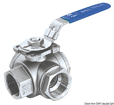 3-way ball valve AISI 316 1/2"