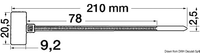 Nylon strap w/over-writable pad 2.5 mm x 210 mm
