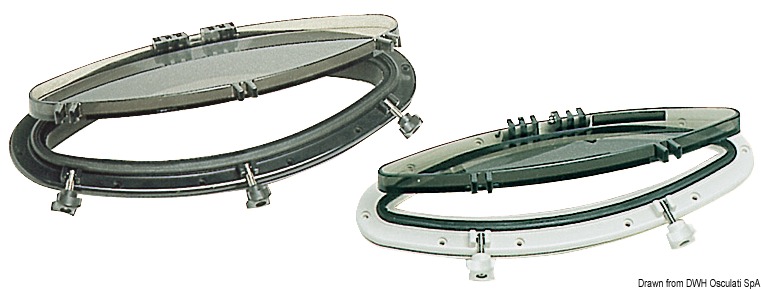 BOMAR elliptic white portlight 203 x 470  mm