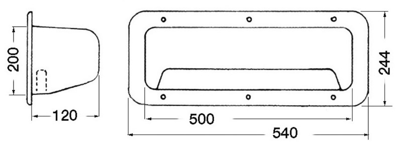 Side pocket white ABS w/net 540 x 244 x 120 mm