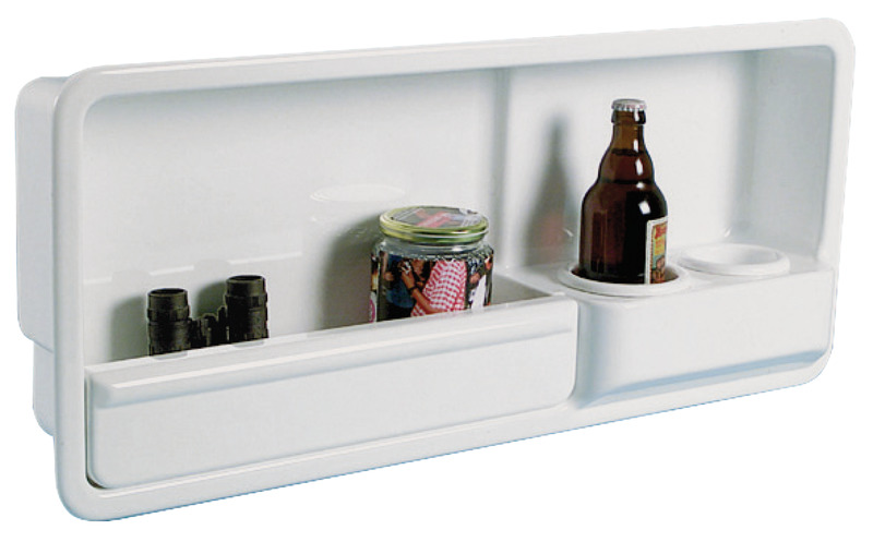 Side pocket w/2 glass holders ABS white left