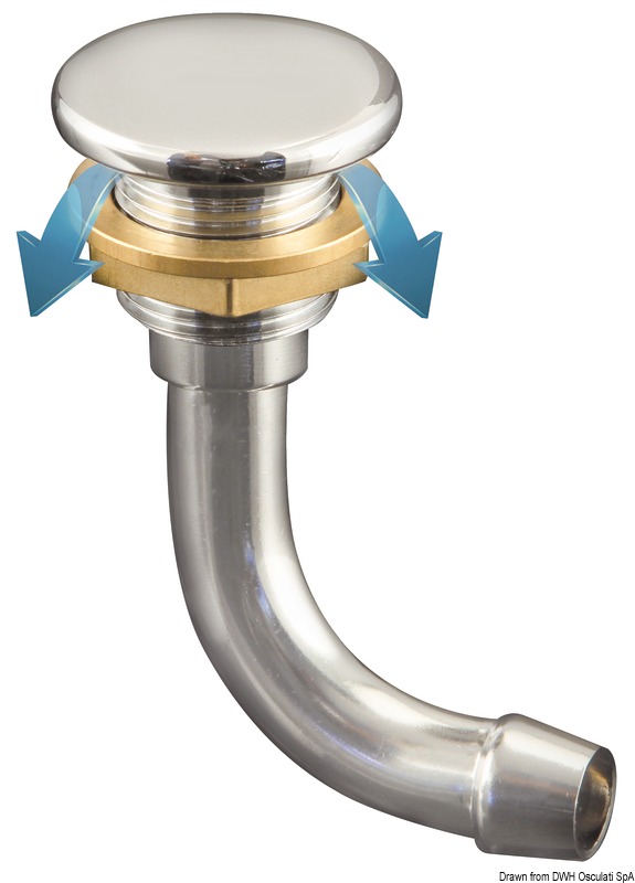 Full Flush chromed brass fuel vent 90° Ø 16 mm