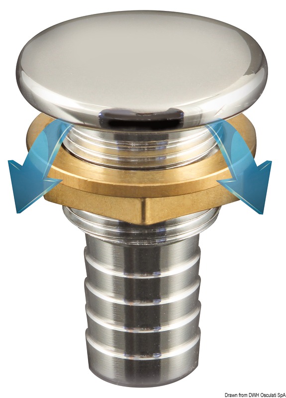 Full Flush chromed brass fuel vent straight Ø 19mm