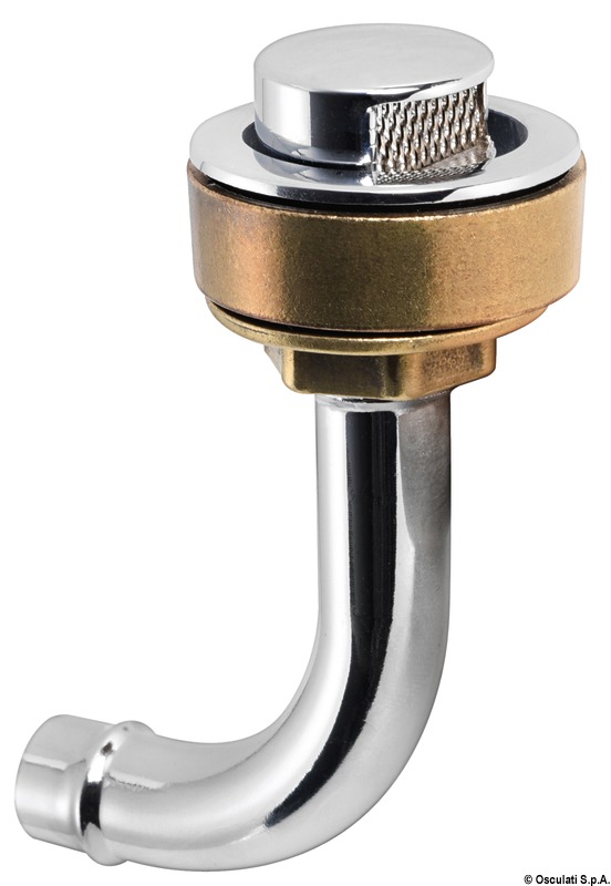 Fuel vent chromed brass elbow 90° left 16 mm