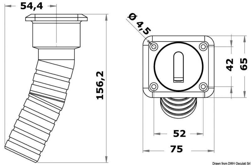 Square Water deck filler long version 38 mm