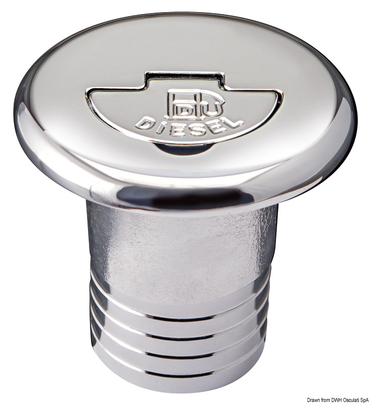 Chromed brass filler cap straight WATER 38 mm