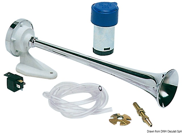 Trumpet horn w/compressor chromed ABS 12 V