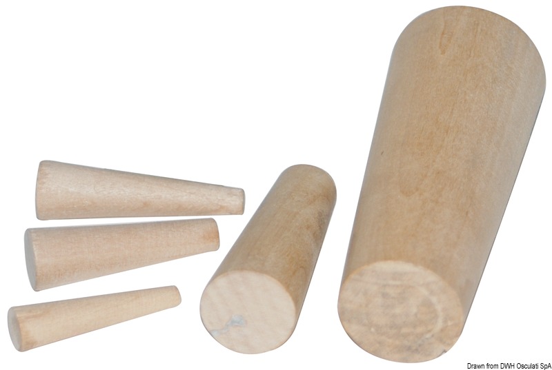 Series of 10 emergency wooden plugs 8 to 38 mm