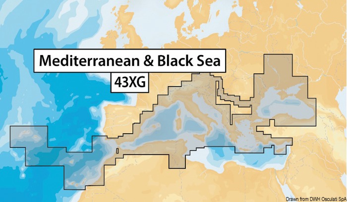 Navionics XL9-43XG nautical chart Mediterranean, Black Sea, Canaries and Azores