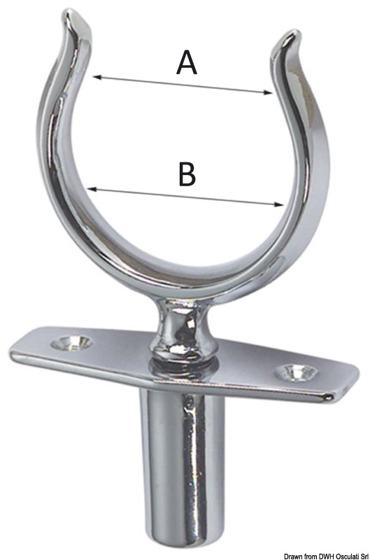 Chromed brass rowlock w/ blind socket 42 mm